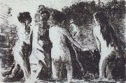 Camille Pissarro Line of bathers France oil painting reproduction